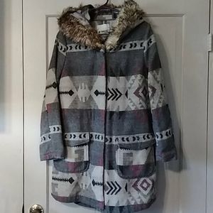 BB Dakota Coat , faux fur hood trim.